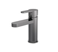 Round Mono Basin Mixer Tap & Push Button Waste - Brushed Pewter