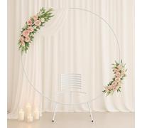 Round Moongate Hoop Wedding Arch Display Stand for Balloons Flowers and Backdrops Minimal Assembly Break Down (White, 180cm)