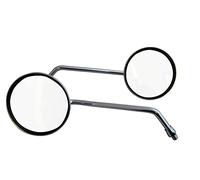 Round Motorbike Mirrors in Retro Classic Chrome 10cm Diameter Easy Fit Rear Side View with M10 10mm Clockwise Threads