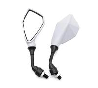 Round Motorcycle Mirrors Motorcycle Rearview Mirrors Adjustable Bicycle Handlebar Side Flexible Scooter E-bike Reversing(White)