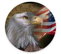 Round Mouse Mat Bald Eagle On American Flag Computer Mouse Pad Small With Non-Slip Rubber Base Soft Writing Mat, For Laptop, Study, Home, Office, 20cm