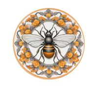 Round Mouse Mat Boho Bee Round Mousepad Small Soft Stitched Edges Table Mat, For Work, Desk, Study, Travel, 20cm