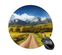 Round Mouse Mat Countryside Road Personalized Mouse Pad Small Non-Slip Rubber Gaming Pads Office Home
