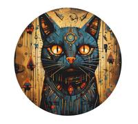 Round Mouse Mat Egyptian Cat Mythology Ancient Vintage Computer Mouse Pad Durable Comfortable Soft Writing Mat, For Office, Desk, Laptop, Computer, 20cm