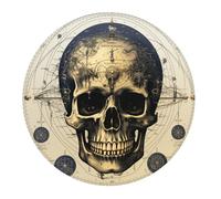 Round Mouse Mat Skull Mysterious Death Sacred Geometry Vintage Desk Pad Stitched Edges Comfortable With Non-Slip Rubber Base Table Mat, For Work, Travel, Office, Home, 20cm
