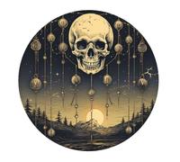 Round Mouse Mat Skull Sacred Geometry Death Mysterious Vintage Desk Pad Soft Durable Comfortable Writing Mat, For Home, Computer, Laptop, Office, 20cm