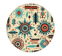 Round Mouse Mat Southwest Native Geometric Tribe Vintage Gaming Mouse Pad Durable Stitched Edges Soft Writing Mat, For Office, Travel, Laptop, Home, 20cm