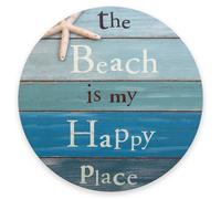 Round Mouse Mat The Beach Is My Happy Place Computer Mouse Pad Durable Comfortable Decor Table Mat, For Desk, Home, Travel, Office, 20cm