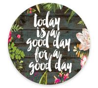 Round Mouse Mat Today Is A Good Day For A Good Day Computer Mouse Pad Small Soft Stitched Edges Writing Mat, For Computer, Office, Work, Travel, 20cm