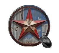 Round Mouse Pad 7.8 Inch, Non-Slip Rubber Base Portable Mouse Mat Waterproof Durable Gaming Mousepads Mini Travel American Wastern Texas Star Mousepad for Office Home Computer