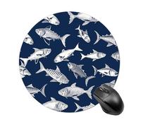 Round Mouse Pad 7.8 Inch, Non-Slip Rubber Base Portable Mouse Mat Waterproof Durable Gaming Mousepads Mini Travel Various Sea Fish Pattern Mousepad for Office Home Computer