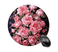 Round Mouse Pad 7.8 Inch, Non-Slip Rubber Base Portable Mouse Mat Waterproof Durable Gaming Mousepads Mini Travel Peony Flowers Mousepad for Office Home Computer