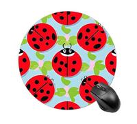 Round Mouse Pad 7.8 Inch, Non-Slip Rubber Base Portable Mouse Mat Waterproof Durable Gaming Mousepads Mini Travel Red Ladybug Pattern Mousepad for Office Home Computer
