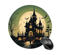 Round Mouse Pad 7.8 Inch, Non-Slip Rubber Base Portable Mouse Mat Waterproof Durable Gaming Mousepads Mini Travel Black Haunted Mansion Mousepad for Office Home Computer