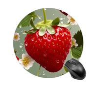 Round Mouse Pad 7.8 Inch, Non-Slip Rubber Base Portable Mouse Mat Waterproof Durable Gaming Mousepads Mini Travel Lovely Strawberry Mousepad for Office Home Computer