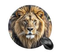 Round Mouse Pad 7.8 Inch, Non-Slip Rubber Base Portable Mouse Mat Waterproof Durable Gaming Mousepads Mini Travel African Lion Head Mousepad for Office Home Computer