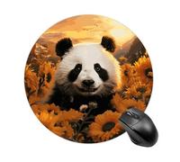 Round Mouse Pad 7.8 Inch, Non-Slip Rubber Base Portable Mouse Mat Waterproof Durable Gaming Mousepads Mini Travel Panda and Sunflower Mousepad for Office Home Computer