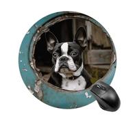 Round Mouse Pad 7.8 Inch, Non-Slip Rubber Base Portable Mouse Mat Waterproof Durable Gaming Mousepads Mini Travel Boston Terrier Mousepad for Office Home Computer