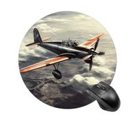 Round Mouse Pad 7.8 Inch, Non-Slip Rubber Base Portable Mouse Mat Waterproof Durable Gaming Mousepads Mini Travel Retro Airplane Mousepad for Office Home Computer