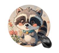 Round Mouse Pad 7.8 Inch, Non-Slip Rubber Base Portable Mouse Mat Waterproof Durable Gaming Mousepads Mini Travel Cartoon Cute Raccoon Mousepad for Office Home Computer