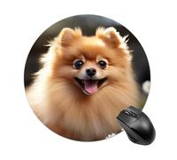 Round Mouse Pad 7.8 Inch, Non-Slip Rubber Base Portable Mouse Mat Waterproof Durable Gaming Mousepads Mini Travel Pomeranian Dog Mousepad for Office Home Computer