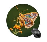 Round Mouse Pad 7.8 Inch, Non-Slip Rubber Base Portable Mouse Mat Waterproof Durable Gaming Mousepads Mini Travel Beautiful Moth Wings Mousepad for Office Home Computer