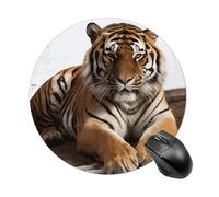 Round Mouse Pad 7.8 Inch, Non-Slip Rubber Base Portable Mouse Mat Waterproof Durable Gaming Mousepads Mini Travel Big Tiger Mousepad for Office Home Computer