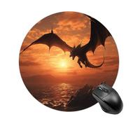 Round Mouse Pad 7.8 Inch, Non-Slip Rubber Base Portable Mouse Mat Waterproof Durable Gaming Mousepads Mini Travel Sea Sunset Flying Dragon Mousepad for Office Home Computer