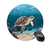 Round Mouse Pad 7.8 Inch, Non-Slip Rubber Base Portable Mouse Mat Waterproof Durable Gaming Mousepads Mini Travel Sea Turtle Swimming Mousepad for Office Home Computer