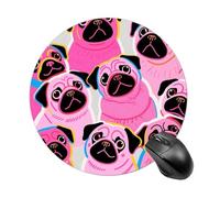 Round Mouse Pad 7.8 Inch, Non-Slip Rubber Base Portable Mouse Mat Waterproof Durable Gaming Mousepads Mini Travel Colorful Pugs Dogs Mousepad for Office Home Computer