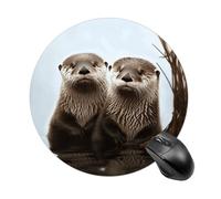 Round Mouse Pad 7.8 Inch, Non-Slip Rubber Base Portable Mouse Mat Waterproof Durable Gaming Mousepads Mini Travel Cute Otter Mousepad for Office Home Computer