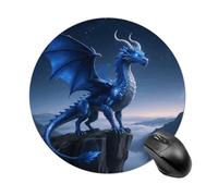 Round Mouse Pad, 7.8 Inch Non-Slip Rubber Gaming & Office Mouse Mat, Cool Blue Dragon Mousepad Smooth Control for PC Laptop, Waterproof & Portable Design