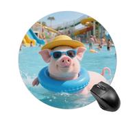Round Mouse Pad, 7.8 Inch Non-Slip Rubber Gaming & Office Mouse Mat, Cute Pig Swimming Mousepad Smooth Control for PC Laptop, Waterproof & Portable Design