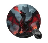 Round Mouse Pad, 7.8 Inch Non-Slip Rubber Gaming & Office Mouse Mat, Fantasy Dragon Mousepad Smooth Control for PC Laptop, Waterproof & Portable Design