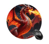 Round Mouse Pad, 7.8 Inch Non-Slip Rubber Gaming & Office Mouse Mat, Fire Dragon Mousepad Smooth Control for PC Laptop, Waterproof & Portable Design