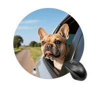 Round Mouse Pad, 7.8 Inch Non-Slip Rubber Gaming & Office Mouse Mat, Puppy Dog Boston Terrier Mousepad Smooth Control for PC Laptop, Waterproof & Portable Design