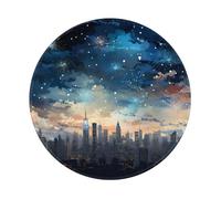 Round Mouse Pad 8 x 8 Inch, City Sea Night Stars Mousepad for Laptop Gaming, Washable Desktop Protection Mouse Mat with Non-Slip Rubber Base