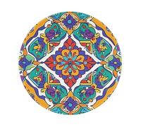 Round Mouse Pad 8 x 8 Inch, Colorful Mandala Retro Classic Chic Tribe Style Mousepad for Laptop Gaming, Washable Desktop Protection Mouse Mat with Non-Slip Rubber Base