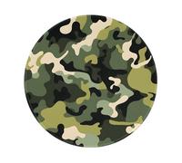 Round Mouse Pad 8 x 8 Inch, Green Camouflage In Abstract Hunter Theme, Mousepad for Laptop Gaming, Washable Desktop Protection Mouse Mat with Non-Slip Rubber Base