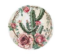 Round Mouse Pad 8 x 8 Inch, Tropical Plant Succulent Cacti Flowers Mousepad for Laptop Gaming, Washable Desktop Protection Mouse Mat with Non-Slip Rubber Base