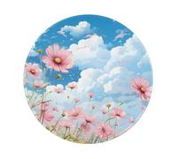 Round Mouse Pad 8 x 8 Inch, Wildflower Botanical Flowers Plant Blue Sky Mousepad for Laptop Gaming, Washable Desktop Protection Mouse Mat with Non-Slip Rubber Base