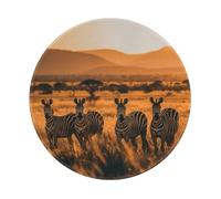 Round Mouse Pad 8 x 8 Inch, Wildlife Animal Zebra Safari Theme Mousepad for Laptop Gaming, Washable Desktop Protection Mouse Mat with Non-Slip Rubber Base