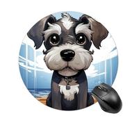Round Mouse Pad Adorable Schnauzer, Professional Customized Non-Slip Rubber Gaming Mouse Pad, Waterproof Mousepad Good Gift for Office Work and Home Computer Accessories
