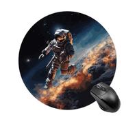 Round Mouse Pad Astronaut Flying in Space Mouse Mat Non-Slip Rubber Base Washable Mousepad Desktop Protection Mat for Home Office Decor Desk Accessories, 7.8inch