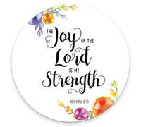 Round Mouse Pad, Biblical Quotes Joy Of The Lord Is My Strength Customized Premium-Textured Mouse Mat,Washable Mousepads With Cloth, Non-Slip Rubber Base Small Mousepad, 7.8 X 7.8X0.12 Inches
