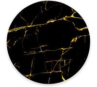 Round Mouse Pad, Black Gold Marble Mouse Pad, Marbling Design Gaming Mouse Mat Waterproof Circular Small Mouse Pad Non-Slip Rubber Base MousePads for Office Home Laptop Travel, 7.9"x0.12" Inch