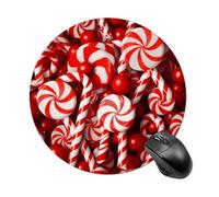 Round Mouse Pad Candy Canes, Professional Customized Non-Slip Rubber Gaming Mouse Pad, Waterproof Mousepad Good Gift for Office Work and Home Computer Accessories