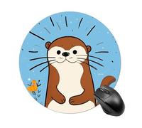 Round Mouse Pad Cartoon Cute Otter Mouse Mat Non-Slip Rubber Base Washable Mousepad Desktop Protection Mat for Home Office Decor Desk Accessories, 7.8inch