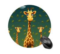 Round Mouse Pad Cartoon Giraffe Mouse Mat Non-Slip Rubber Base Washable Mousepad Desktop Protection Mat for Home Office Decor Desk Accessories, 7.8inch