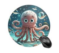 Round Mouse Pad Cartoon Octopus Mouse Mat Non-Slip Rubber Base Washable Mousepad Desktop Protection Mat for Home Office Decor Desk Accessories, 7.8inch